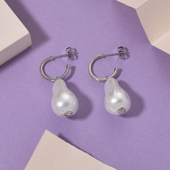 EverTrue wei&szlig;e Muschelkernperle Ohrringe