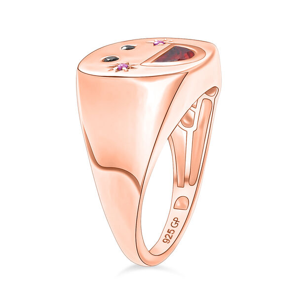GP Celestial Kollektion- Mosambik Granat, schwarzer Spinell rosa und blauer Saphir Ring, 925 Silber ros&eacute;vergoldet - 0,53 ct. image number 6