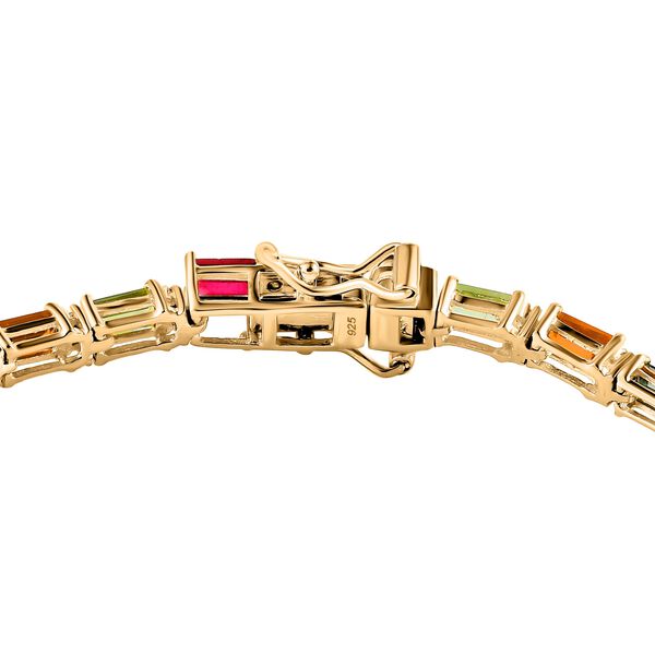 Mehrfach-Turmalin, Weißer Zirkon Armband ca. 19 cm 925 Silber Gelbgold Vermeil ca. 9.64 ct image number 3