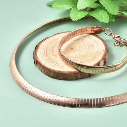 2er-Set Schlichter Schmuck Halskette ca. 45+5 cm und Armband ca. 19+2 cm in Edelstahl, IP-Plating Rosé image number 1