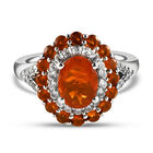 Mexikanischer Feueropal-Ring, 925 Silber platiniert (Größe 18.00) ca. 2.10 ct