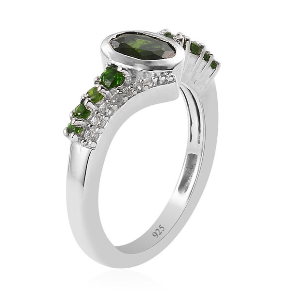 Nat&uuml;rlicher Chromdiopsid und ZirkonRing 925 Silber platiniert  ca. 1,18 ct image number 7