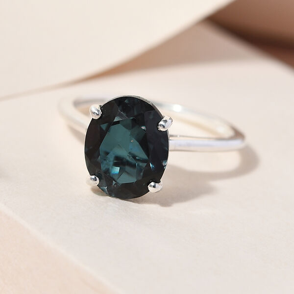 Alexandrit Triplett Quarz Solit&auml;r-Ring, 925 Silber  ca. 2,78 ct image number 2