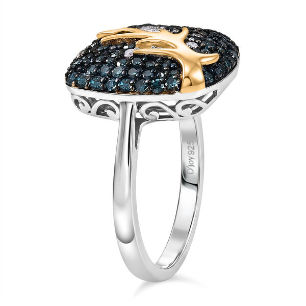 D'Joy blauer und wei&szlig;er Diamant zweifarbiger Ring und Anh&auml;nger mit 50cm Kette image number 11