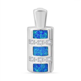 Simulierter blauer Opal und Zirkonia Anhänger