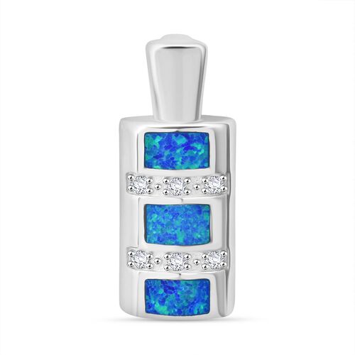 Simulierter blauer Opal und Zirkonia Anhänger image number 0