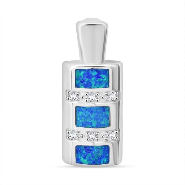 Simulierter blauer Opal und Zirkonia Anhänger image number 0