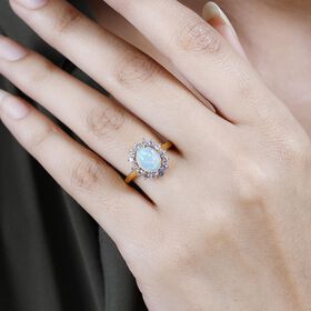 AA natürlicher, äthiopischer Welo Opal und Tansanit-Ring - 1,74 ct.