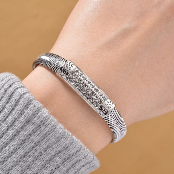 Wei&szlig;es 19+5 cm Kristallarmband in Silberton image number 1