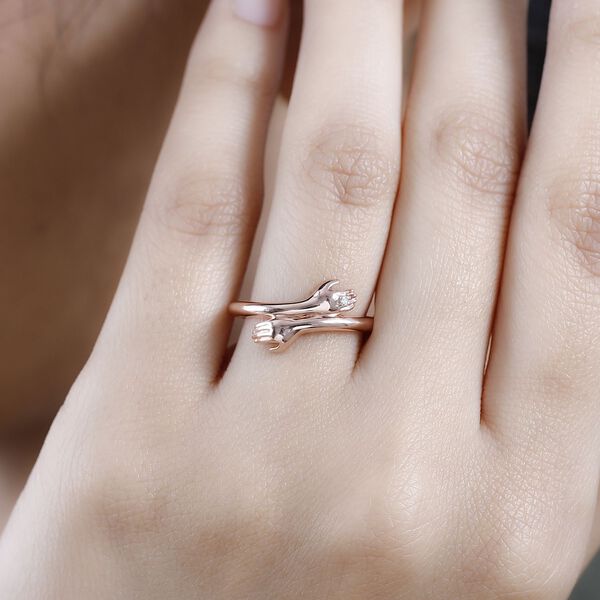 Wei&szlig;er Diamant P3 Ring, 925 Silber ros&eacute;vergoldet (Gr&ouml;&szlig;e 17.00) ca. image number 3