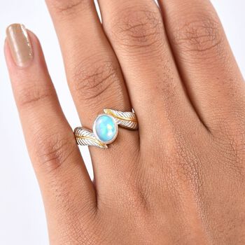 D'Joy AA Nat&uuml;rlicher, &auml;thiopischer Welo Opal Ring 925 Silber platiniert und vergoldet (Gr&ouml;&szlig;e 17.00) ca. 0.86 ct