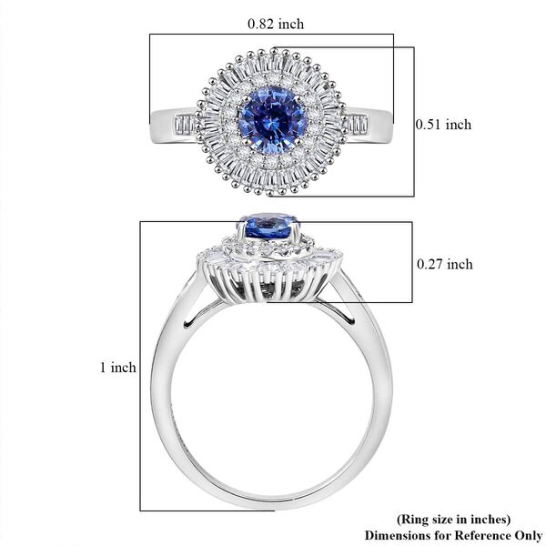 LUXORO zertifiziert und geprüft AAA blauer ceylonfarbener Saphir und Diamant Ring in 585 Weißgold - 1,32 ct. image number 6