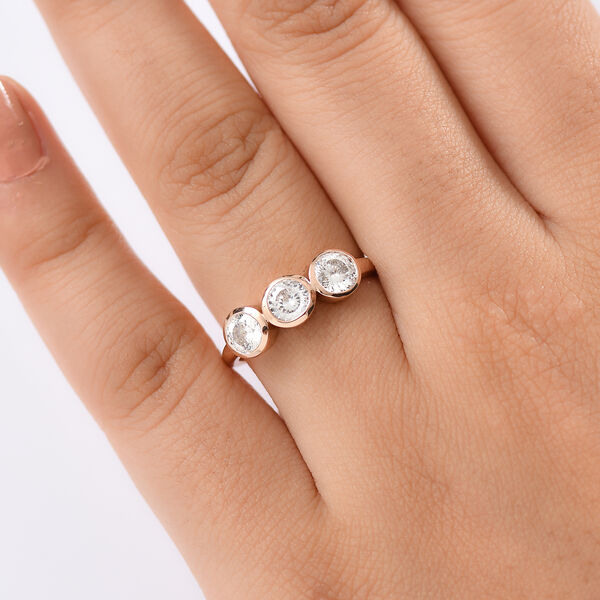 D&rsquo;joy 100 Facetten Moissanit Ring 925 Silber 750 Ros&eacute;gold Vermeil (Gr&ouml;&szlig;e 18.00) ca. 1,37 ct image number 3