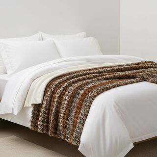 Serenity Night - Luxus-Kunstfell-Decke mit Wellenstruktur, 1300 g, Braun-Leopardmuster, 150x200 cm