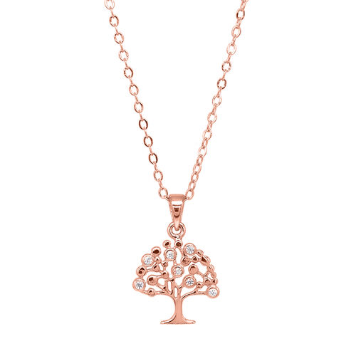 LUSTRO STELLA - Zirkonia Baum des Lebens Anhänger mit Kette ca. 45 cm 925 Silber rosévergoldet ca. 0,07 ct image number 0