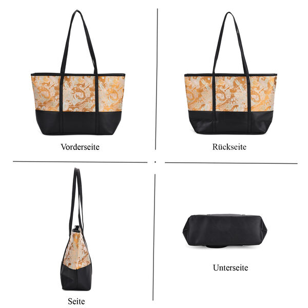 Große Tragetasche mit Libellenmuster, 48×29×14 cm, Gelb image number 3