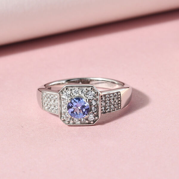 Tansanit und Zirkon Ring 925 Silber platiniert  ca. 0,81 ct image number 2