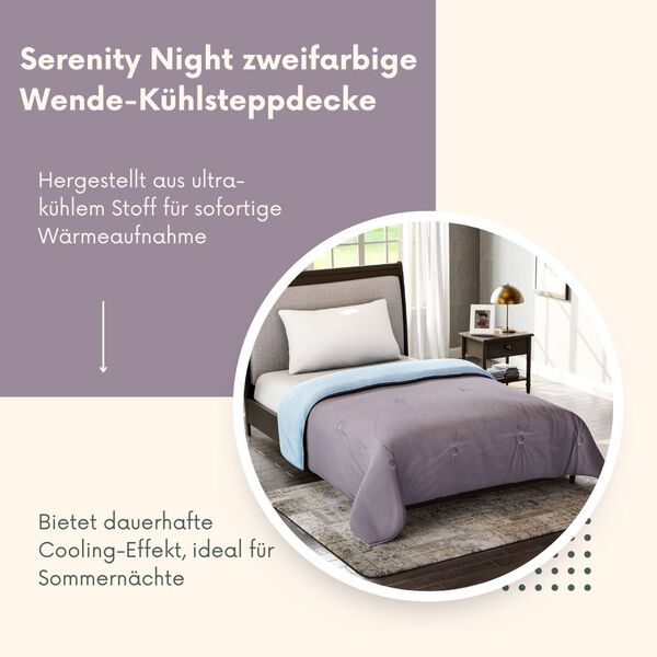 Serenity Night Wende-K&uuml;hlsteppdecke, Zwei-Ton, 135&times;200cm, Hellblau und Dunkelgrau image number 1