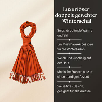 Luxuri&ouml;ser Winterschal mit Fransen, Orange/Braun