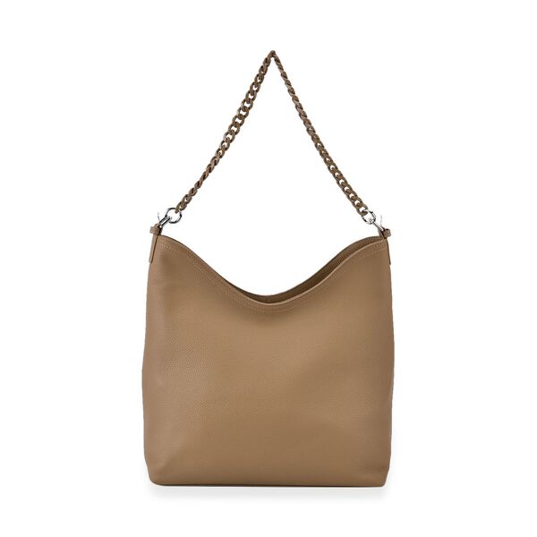 Hobo Umh&auml;ngetasche aus Echtleder mit Ketten- und Lederriemen, ca. 31x11x32,5 cm, Schwarz