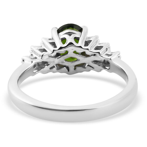 Natürlicher Chromdiopsid und Diamant Ring 925 Silber platiniert  ca. 1,08 ct image number 6