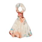 LA MAREY - 100% Maulbeeren-Seidenschal, Chiffon, 65x175 cm, weiß und orange