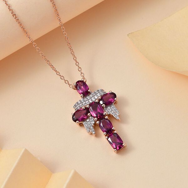 GP Royal Art Déco Kollektion - Rhodolith Granat, Zirkon und Kanchanaburi blauer Saphir-Anhänger mit 45cm Kette - 4,29 ct. image number 2