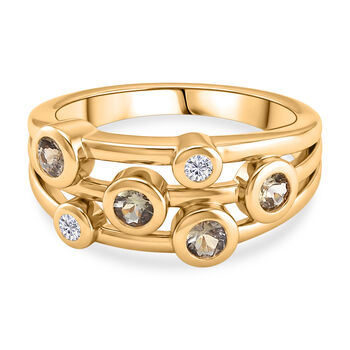 D'Joy AA nat&uuml;rlicher goldener Tansanit und Zirkon Ring  - 0,54 ct.