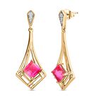 Sunset Quarz Triplette, Weißer Zirkon Ohrringe, 925 Silber Gelbgold Vermeil, ca. 2.92 ct