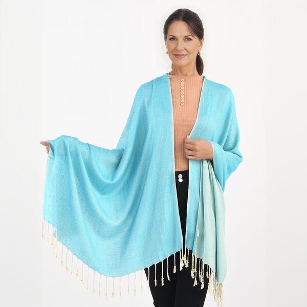 Doppelgewebter Schal, Blau image number 2