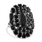 Schwarzer Turmalin Ring, 925 Silber platiniert (Größe 17.00) ca. 14.92 ct