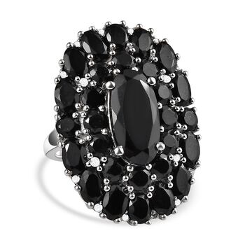 Schwarzer Turmalin Ring, 925 Silber platiniert (Gr&ouml;&szlig;e 17.00) ca. 14.92 ct