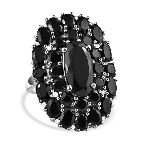Schwarzer Turmalin Ring, 925 Silber platiniert (Größe 17.00) ca. 14.92 ct image number 0