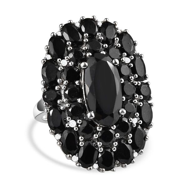 Schwarzer Turmalin Ring, 925 Silber platiniert (Gr&ouml;&szlig;e 17.00) ca. 14.92 ct