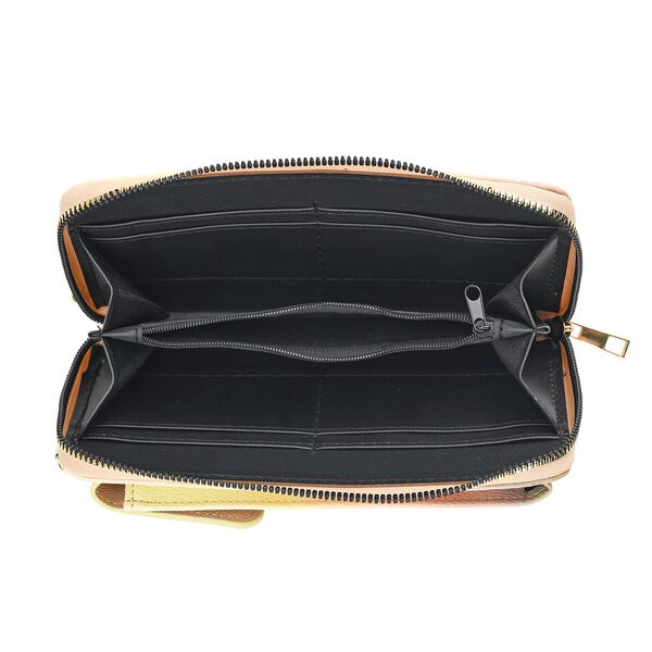 PU Handytasche mit RFID-Schutz, 20x11x2cm, Beige und gelb mit Gismonda-Muster image number 6