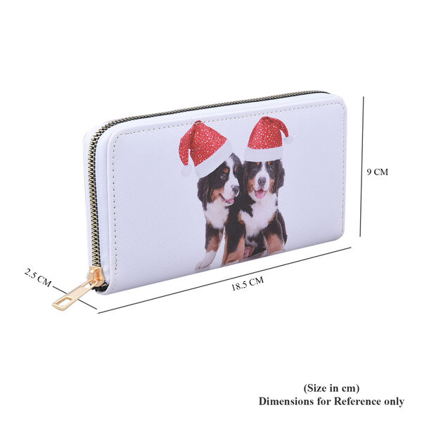 Brieftasche, Hunde mit Weihnachtsm&uuml;tzen, Gr&ouml;&szlig;e 18,5x2,5x9,5 cm, Wei&szlig; image number 6