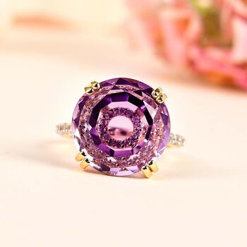Rose De France Amethyst und Zirkon Ring- 15,65 ct.