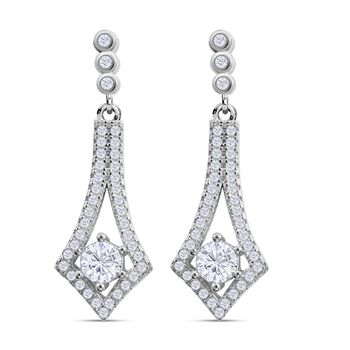 Lustro Stella - Wei&szlig;e Zirkonia Ohrringe, 925 Silber platiniert ca. 1.60 ct