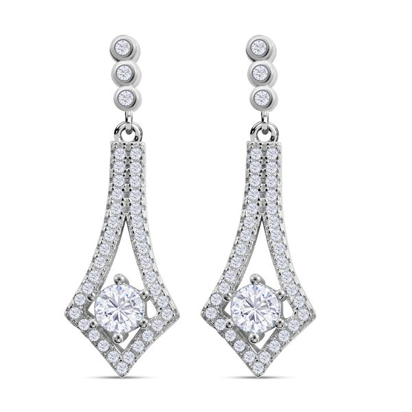 Lustro Stella - Wei&szlig;e Zirkonia Ohrringe, 925 Silber platiniert ca. 1.60 ct