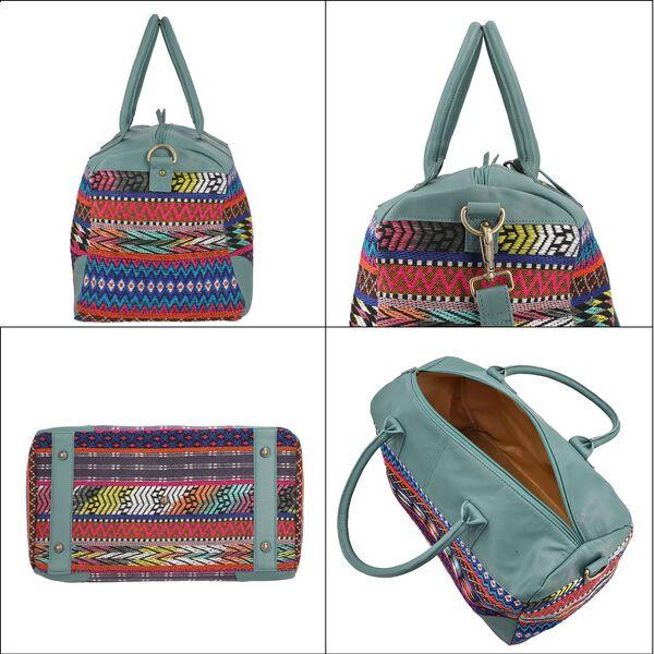 Stilvolle Weekender-Tasche mit handgewebtem Muster, Gr&uuml;n image number 6