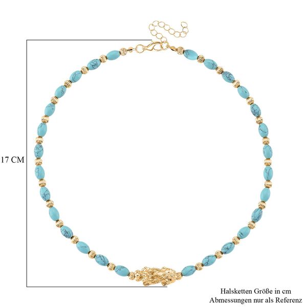 Blauer Howlit Pixiu Halskette, ca. 45cm + 5cm extender, gelb vergoldet ca. 50.00 ct image number 6