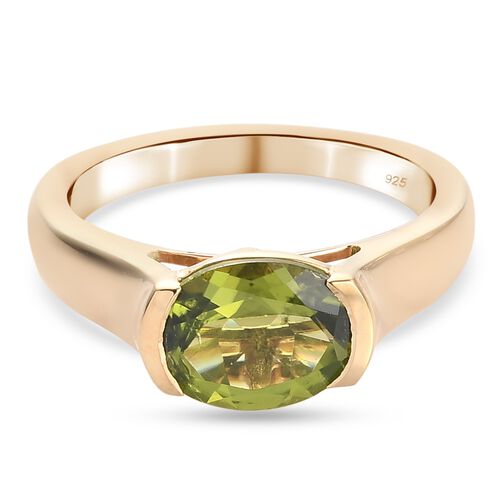 Peridot Solitär Ring 925 Silber 585 Vergoldet image number 0