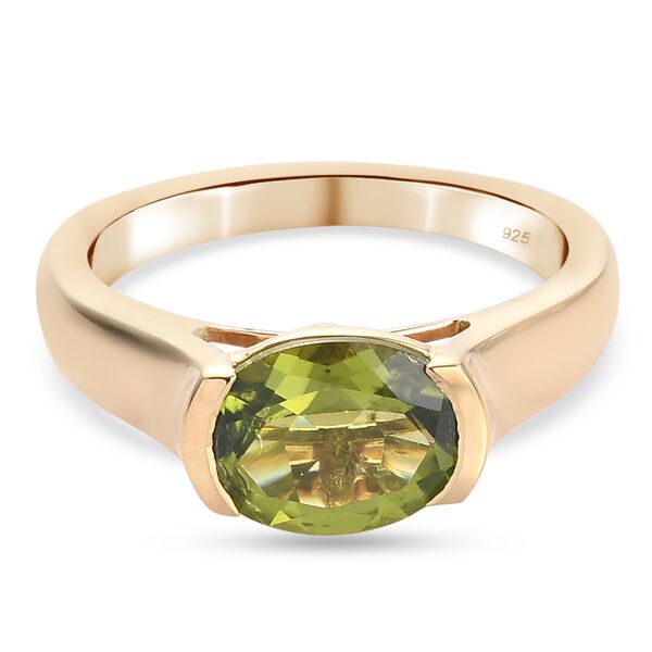 Peridot Solit&auml;r Ring 925 Silber 585 Vergoldet
