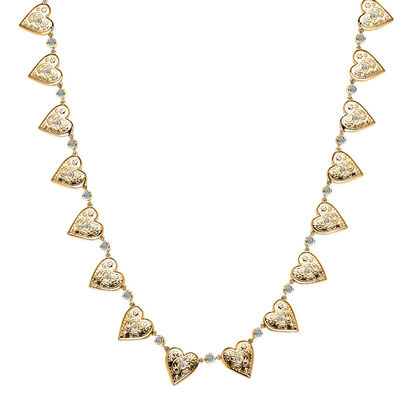 Moissanit Halskette, ca. 50 cm, 925 Silber Gelbgold Vermeil, ca. 2.58 ct