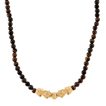 Tigerauge Schmuckset Legierung gelb vergoldet ca. 430.00 ct