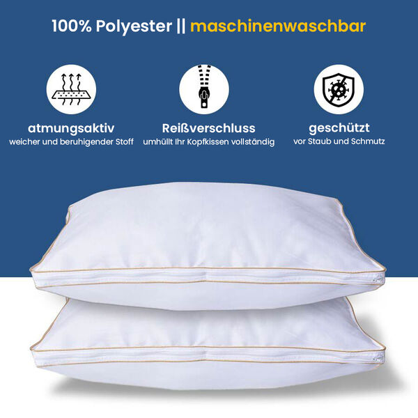 Kissenbezug, Satin Gold Paspel, Mikrofaser Oberseite image number 2