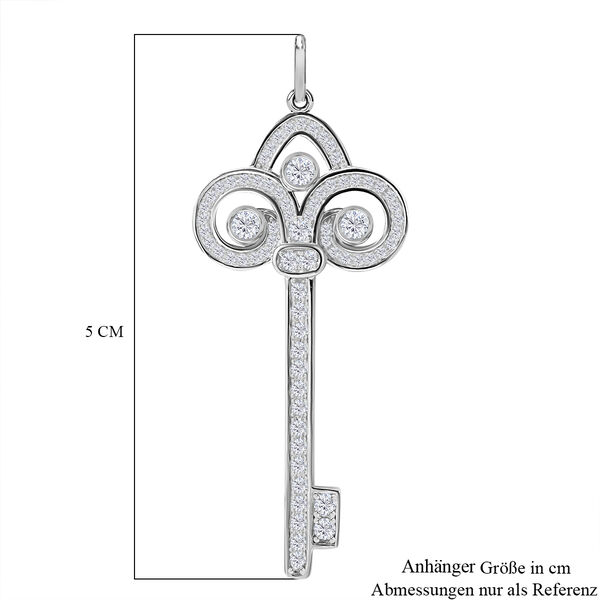 Weißer Zirkonia Anhänger 925 Silber rhodiniert image number 5