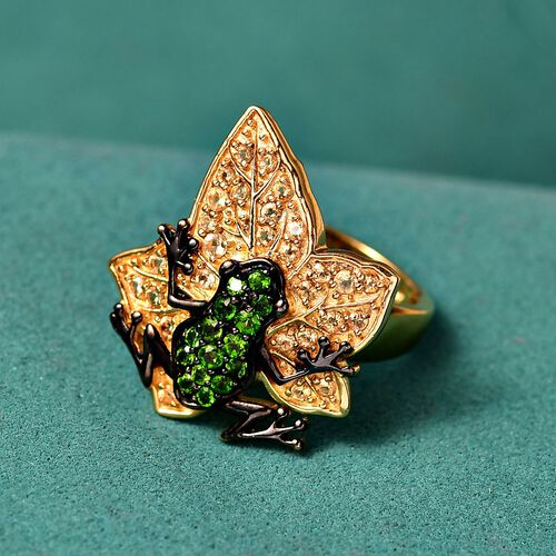 GP Trionfo Kollektion- Natürlicher Chromdiopsid, Citrin Ring 925 Silber 750 Gelbgold Vermeil (Größe 19.00) ca. 1.15 ct image number 1