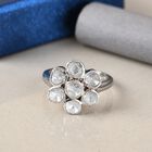 Handgearbeiteter Polki Diamant Blumen Ring 925 Silber Platin-Überzug image number 1