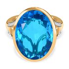 Karibik Quarz, weißer Zirkon Ring, 925 Silber vergoldet, (Größe 17.00) ca. 20.09 ct